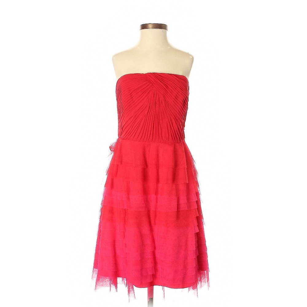 Coast Warm Red & Pink Tiered Strapless Dress